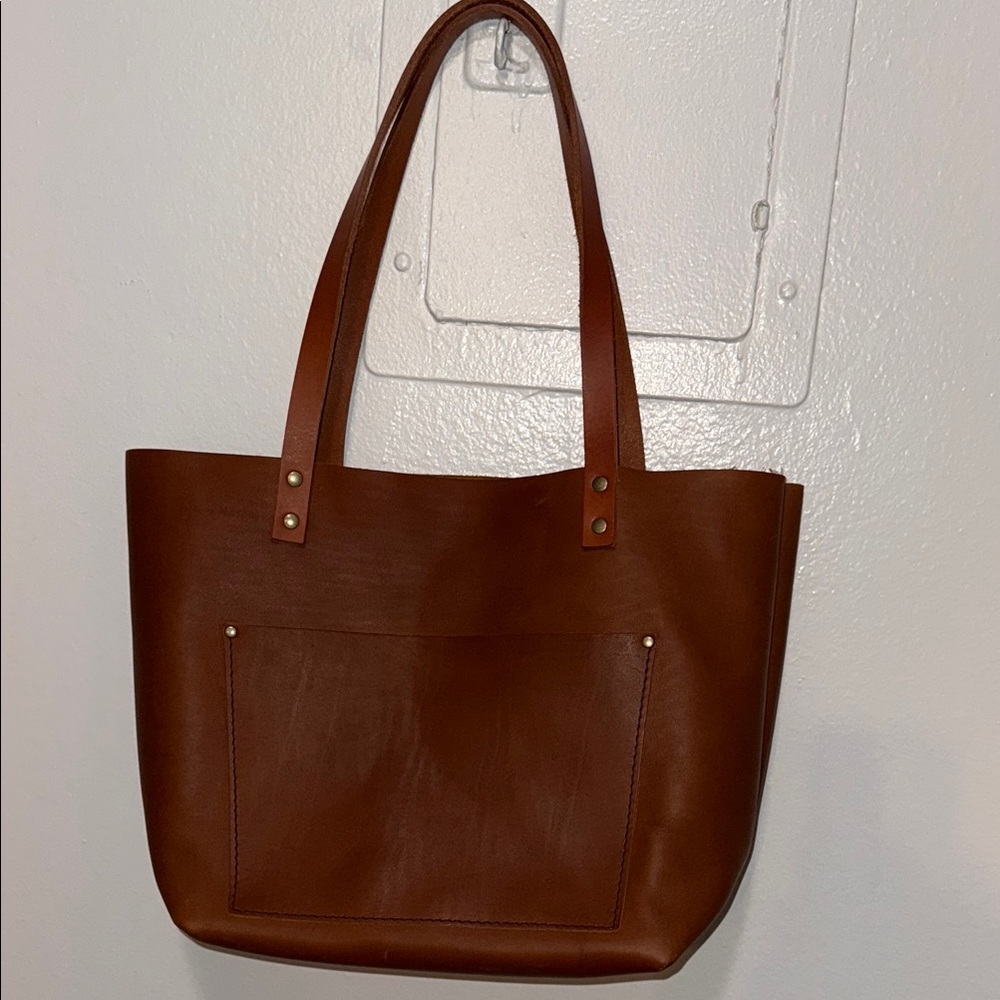 Portland Leather Dark Caramel Brown Tote Bag with Classic Design